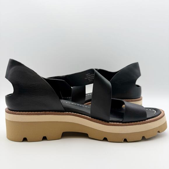 Sofft Womens Pru Platform Sandal US 10 EU 42 Black Asymmetric Leather NIB - Picture 4 of 11